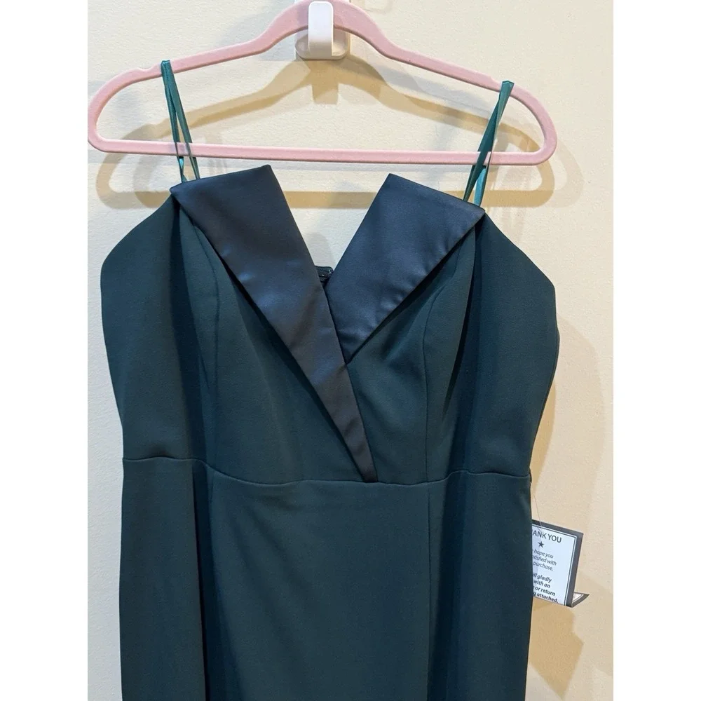 Betsy & Adam Strapless Tuxedo Gown‎ Size 16W Pine Green Formal Cocktail
